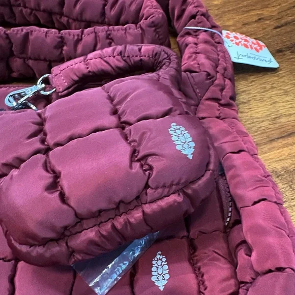 ♥️💖 LAST CHANCE🛑 FP MOVEMENT 2 Quilted Bags & Keychain NEW W/ TAGS Mahogany - Picture 2 of 9